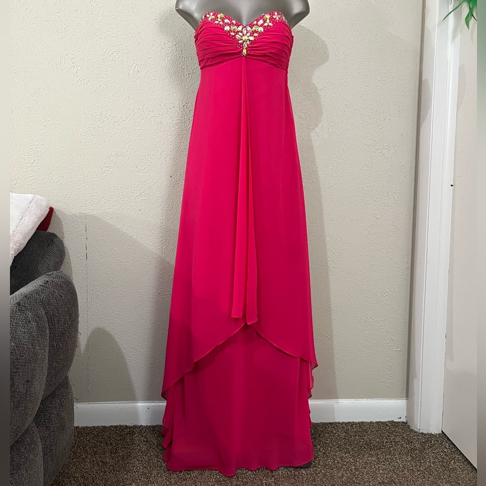 Deb Strapless Hot Pink Prom Dress Size 7/8